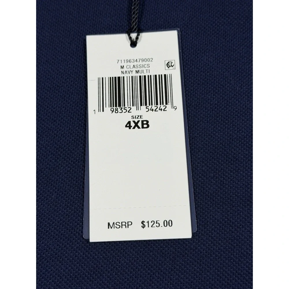 Polo Ralph Lauren Men's 4XB Tipped White Pony Navy Red Multi Polo Shirt NWT $125